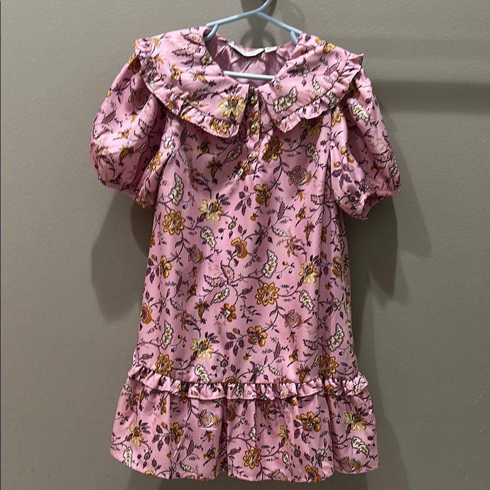Janie and Jack Floral Pink Dress with Ruffle Details